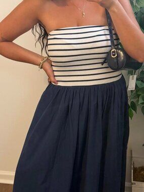 Navy Striped Maxi Dress